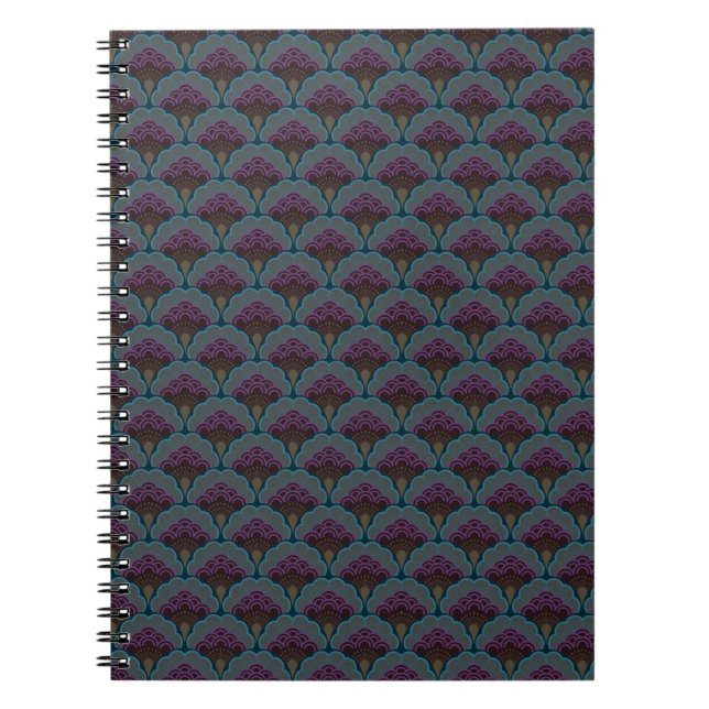 Caderno Espiral Japanese art deco style_Midnight (Frente)