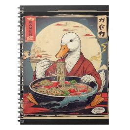 Caderno Espiral Japanese Art Duck Eating Ramen Ukiyo for students
