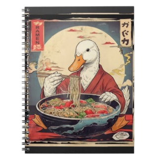 Caderno Espiral Japanese Art Duck Eating Ramen Ukiyo for students 
