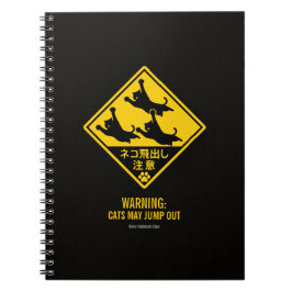 Caderno Espiral Japanese Cat Warning Sign – “Cats May Jump Out"