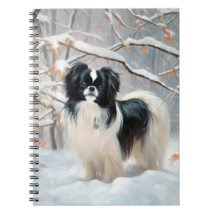 Caderno Espiral Japanese Chin Deixe Nevar Natal