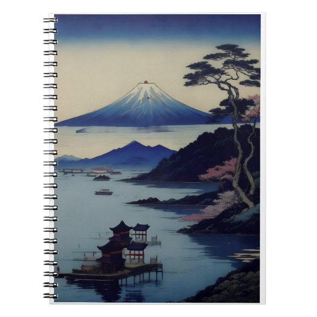 Caderno Espiral Japanese Mount Fuji Landscape Notebook (Frente)