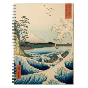 Caderno Espiral Japanese Sea of Satta Hiroshige Art 