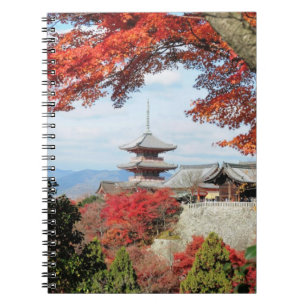 Caderno Espiral Japão, Quioto. Templo Kiyomizu em cores de outono