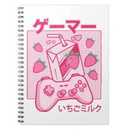 Caderno Espiral Japonês Kawaii Strawberry Milk Mostra Leite Engraç