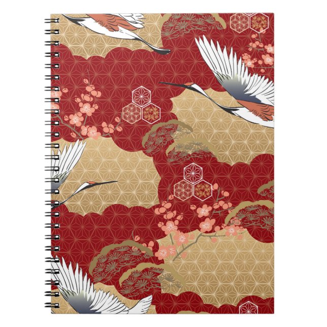 Caderno Espiral Japonês Kimono Cherry Blossoms (Frente)