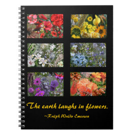 Caderno Espiral Jardim da Flor da Janela de Vidro Preto