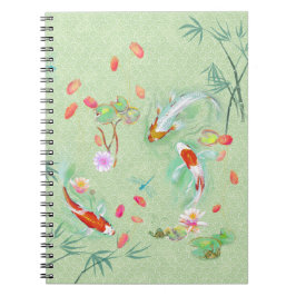 Caderno Espiral Jardim de Água Japonês no Notebook Verde Claro