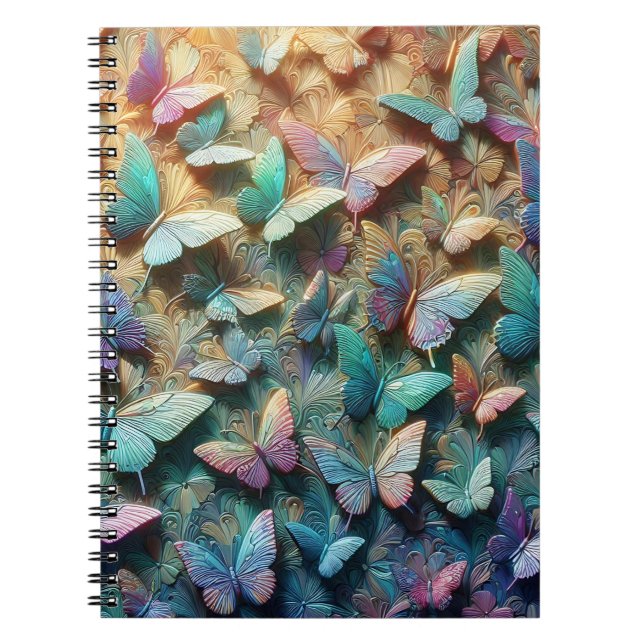 Caderno Espiral Jardim de Borboletas Iridescentes (Frente)