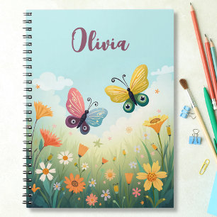 Caderno Espiral Jardim de Borboletas Pastel Caprichoso