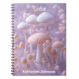 Caderno Espiral Jardim de Cogumelo de Plush Eteral,Fantasia de Pas