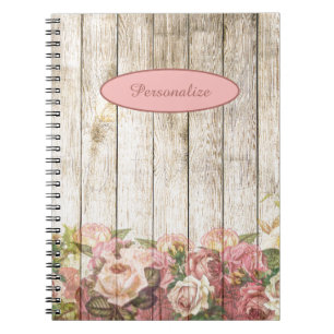 Caderno Espiral Jardim de Flor Rosa por Personalização da Cerca 