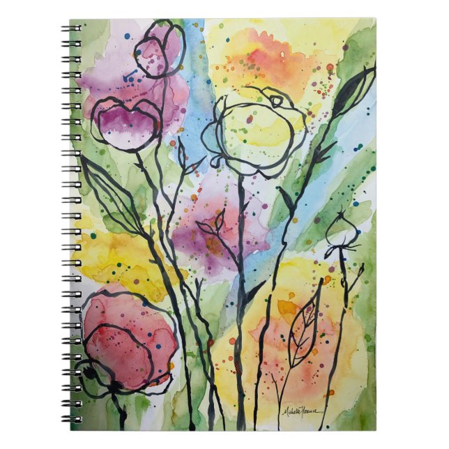 Caderno Espiral jardim de flores (Frente)