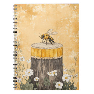 Caderno Espiral Jardim de Flores Silvestres Abelha Mel Vintage (1)