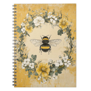 Caderno Espiral Jardim de Flores Silvestres da Abelha Melífera Vin