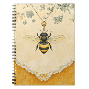 Caderno Espiral Jardim de Flores Silvestres da Abelha Melífera Vin