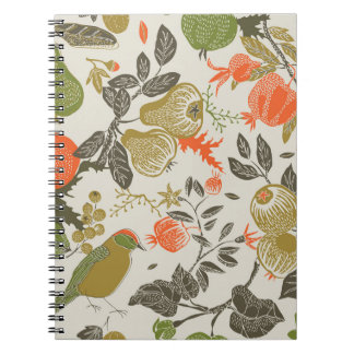 Caderno Espiral Jardim de Fruta de aves: Sem costura