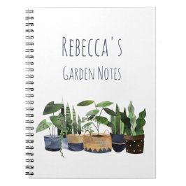 Caderno Espiral Jardim de Plantas e Cactos Personalizados em Vasos