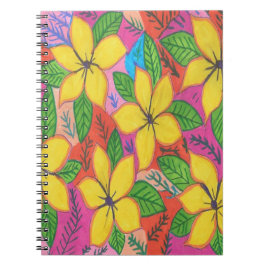 Caderno Espiral Jardim de Plumeria Amarela