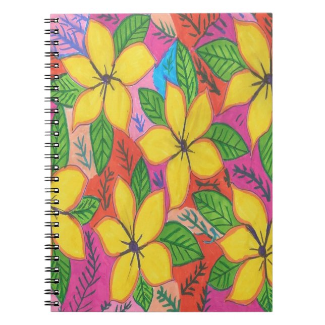 Caderno Espiral Jardim de Plumeria Amarela (Frente)