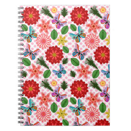 Caderno Espiral Jardim de Primavera Moderno Borboleta Floral