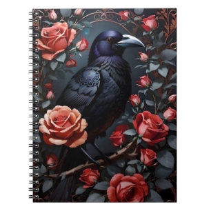 Caderno Espiral Jardim de Rosa de Raven Negro Gordo