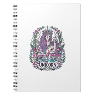 Caderno Espiral Jardim de Unicórnio Bruxa Unicórnio Roupas Colorid