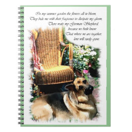 Caderno Espiral Jardim de Verão de Arte german shepherd