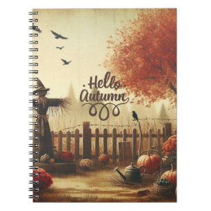 Caderno Espiral Jardim do outono e espantalho