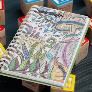 Caderno Espiral Jardim Enchanted com cogumelos mágicos
