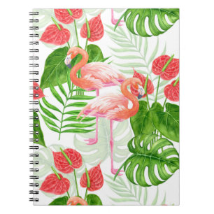 Caderno Espiral Jardim Flamingo