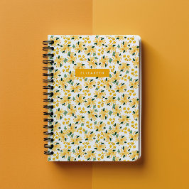 Caderno Espiral Jardim Floral Aquarela Amarela Personalizado