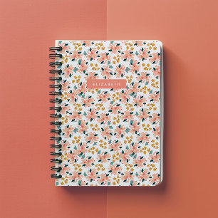 Caderno Espiral Jardim Floral Aquarela Rosa Personalizado