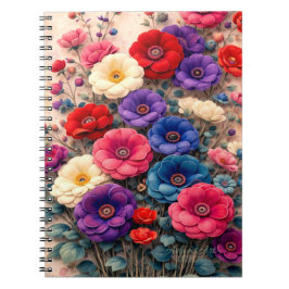 Caderno Espiral Jardim Floral Vibrante