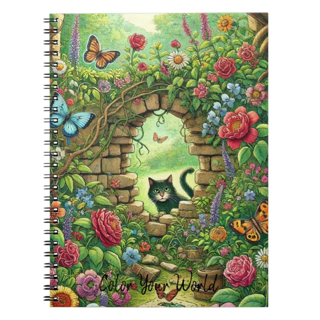 Caderno Espiral Jardim Oculto do Fairytalo Verde Whimsical (Frente)