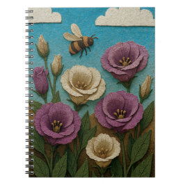 Caderno Espiral Jardim prairie genciana com abelha