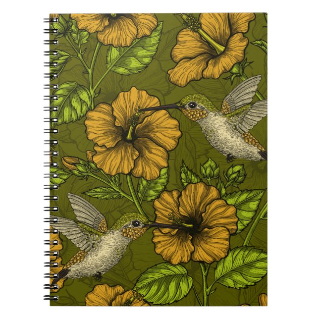 Caderno Espiral Jardim tropical amarelo e verde (Frente)