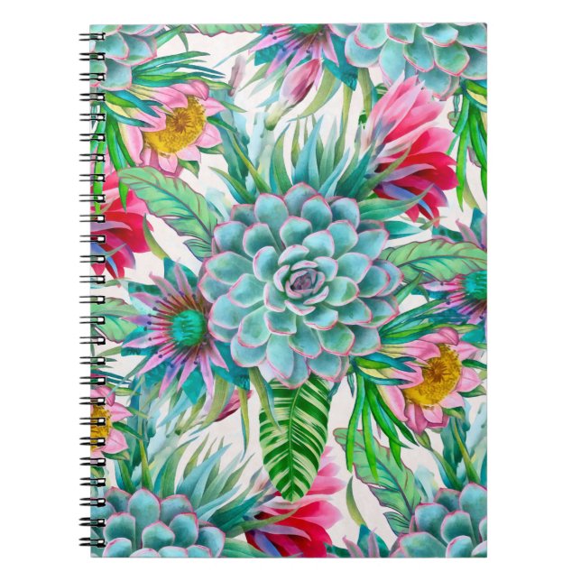 Caderno Espiral Jardim tropical suculento (Frente)