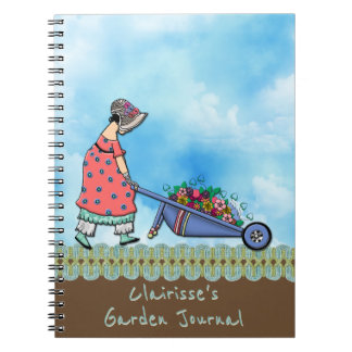 Caderno Espiral Jardineira da Garota Retro Bonita - Personalizada