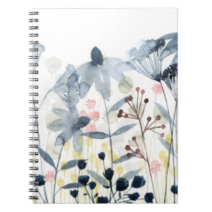 Caderno Espiral Jardins Camadas - Flores de Cores Aquáticas