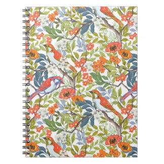Caderno Espiral Jardins com Folhas e Aves de Flores