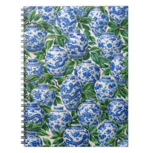 Caderno Espiral Jarra de Gengibre em Porcelana Azul Chinesa