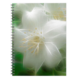 Caderno Espiral Jasmim branco brilhante