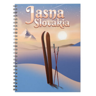 Caderno Espiral Jasna, poster de Esqui da Eslováquia.