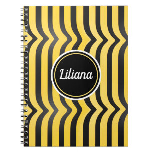 Caderno Espiral Jazzy Cute Black e Yellow Striped Bumblebee