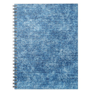 Caderno Espiral Jeans em azul de lavagem ácida. Fundo de Denim, te