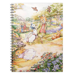 Caderno Espiral Jemima Puddle Duck caminhando com o Sr. Fox