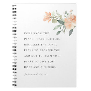Caderno Espiral Jeremiah 29:11 NIV Porque eu sei os planos