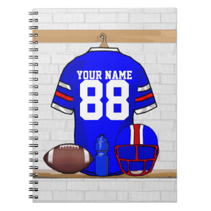 Caderno Espiral Jérsei vermelho branco azul personalizado do
