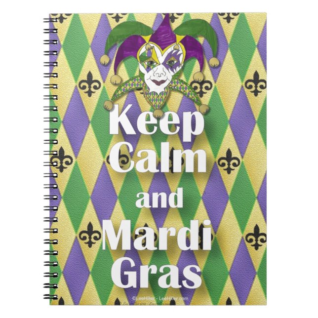 Caderno Espiral Jester Mask Keep Calm e Mardi Gras (Frente)